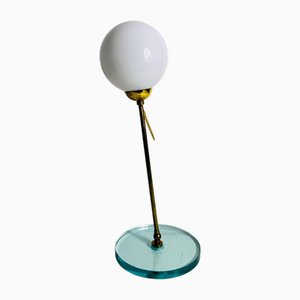 Italian Brass and Glass Table Lamp, 1960s