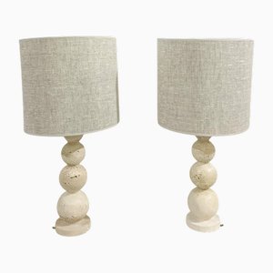 Lampes Vintage en Travertin, Italie, Set de 2