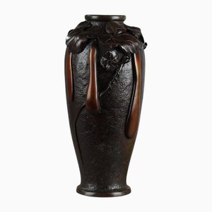 Japanese Bronze Vase with Shaded Brown Patina, 1890