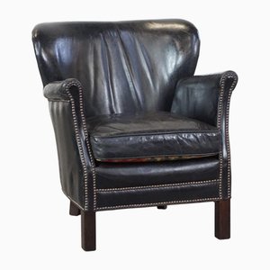 Black Armchair with Reversible Kilim Seat Cushion