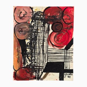 J. Gauthier, Modern Geometric Composition, Oil on Cardboard, 1962