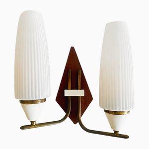 Mid-Century Danish Design Double Wall Lamp in Teak, 1960s