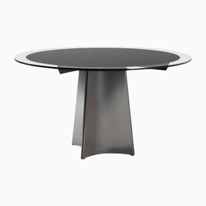 Round Steel & Glass UFO Coffee Table by Luigi Saccardo for Maison Jans, Italy, 1972