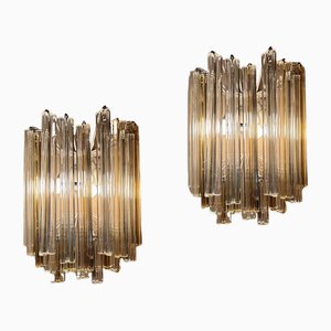 Large Trilobi Wall Lamps attributed to Venini, Italy, 1970s, Set of 2