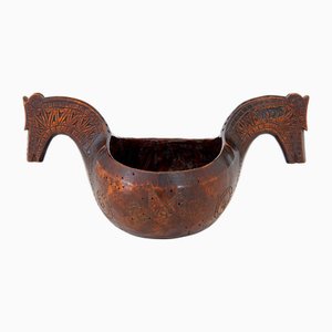 Antique Norwegian Carved Kasa Ale Cup, 1773