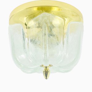 Große Deckenlampe aus Glas & Messing in Blumenform von Limburg, Deutschland, 1970er