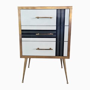 Three Drawer Glass Chest of Drawers, 1980s