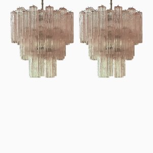 Lampadari grandi rosa di Murano, set di 2