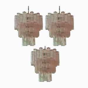 Large Pink Murano Chandeliers, Set of 3