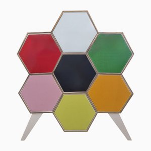 Honeycomb Chest of Drawers in Colored Glass, 1980s