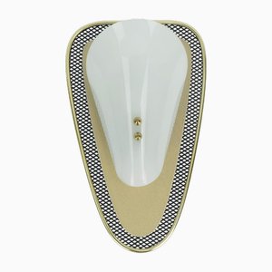 Metal Mesh and Brass with White Acrylic Shade Scone, 1950s