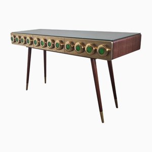 Consolle in ottone e vetro, anni '80