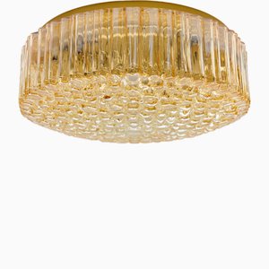 Vintage Amber Bubble Glass Flush Mount Lamp by Helena Tynell for Limburg, 1960s