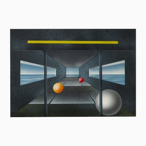 Fausto Salomoni, Composición, Pintura sobre tabla de madera, 1989