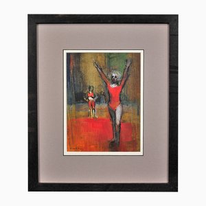 Robert King, Gymnast, Pastel Artwork, 1990s, Framed