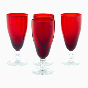 Vintage Scandinavian Red Wine Glasses by Monica Bratt, 1950s, Set of 4