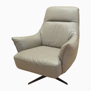Italienischer Vintage Leder Drehsessel von Natuzzi, 1990er