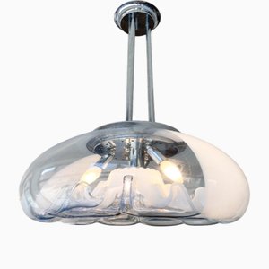 Glass Chrome Pendant Lamp attributed to T. Zuccheri, Italy, 1970s