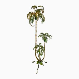 Handmade Metal Palm Tree Floor Lamp, France, 1920s