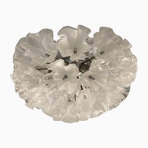 Lámpara de techo grande con flores de cristal de Murano de Venini, años 60