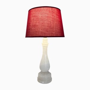 Vintage White and Red Alabaster Table Lamp