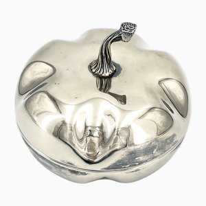 Scatola vintage di zucca placcata in argento di Christian Dior per Dior, anni '70