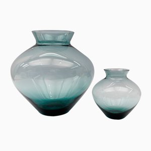 Vasi a forma di cuore blu in tormalina di Wilhelm Wagenfeld per WMF, anni '60, set di 2