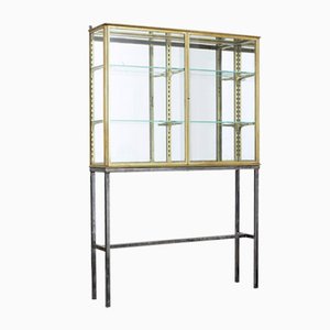 Vitrine de Magasin en Laiton Verni par Siegel, France, 1920s