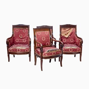Mid 19th Century Danish Mahogany Armchairs, 1860s, Set of 4