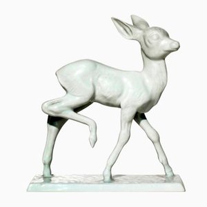 Art Deco Fawn Figure by Willi Münch-Khe for Rosenthal Porcelain, 1940s