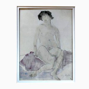 Auguste Rodin, Akt, Aquarell und Kohlezeichnung, 1890er-1910er