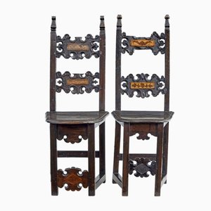 Set of 19th Century Carolean Inspired Hall Chairs, 1880s