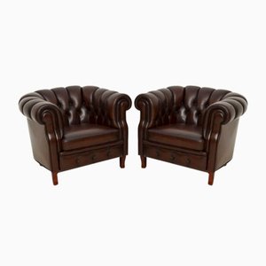 Fauteuils Club en Cuir attribués à Broderna Andersson pour Bröderna Andersson, Suède, 1950s, Set de 2