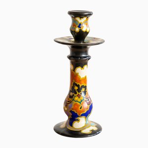 Regina Gouda Rosaria Candlestick, Vibrant Abstract, Mid-Century Dutch Pottery