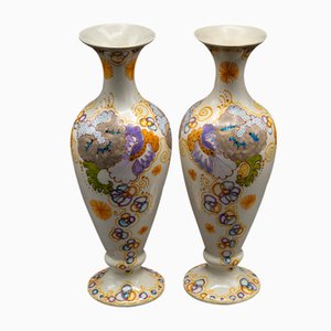 Vases Plateelbakkerij Zuid-Holland Gouda Violetta Art Nouveau 1899, Paire, Set de 2