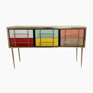 Coiffeuse Multicolore en Verre avec Tiroirs, 1980s