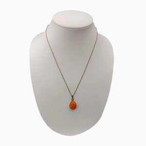 Vintage Baltic Amber with Silver Pendant and Chain