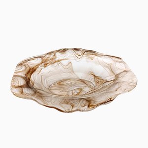 Sepia Cloud Glas Trinket Schale, George Davidson zugeschrieben, Großbritannien, 1940er