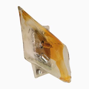 Lampada da parete in vetro di Murano color ambra di Mazzega, anni '70