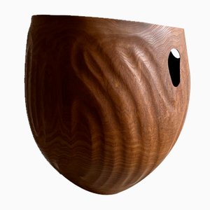 Joel Parkes, Large Carved Sculpture Bowl, Wood with Gold Leaf Accents, 21st Century