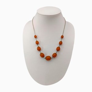 Vintage Baltic Amber Silver Necklace