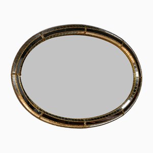 Hollywood Regency Oval Brass Beaded Mirror from Deknudt, 1970s