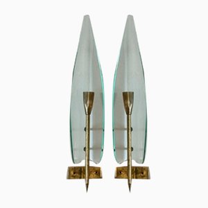 Große Wandlampen von Cristal Art, 1950er, 2er Set