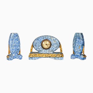 Set de Pendules de Cheminée Art Déco de Majolique Wasmuel, Set de 3