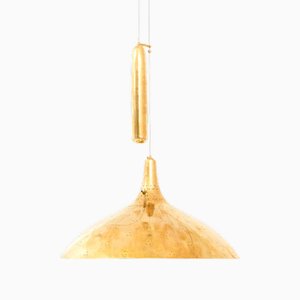 Plafonnier en Laiton et Verre attribué à Paavo Tynell, 1950s