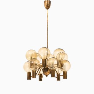 Plafonnier en Laiton et Verre attribué à Hans-Agne Jakobsson, 1960s