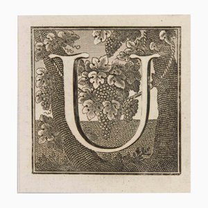 Luigi Vanvitelli, Lettre U, Eau-forte, 18ème Siècle