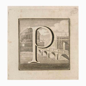 Luigi Vanvitelli, Letter P, Etching, 18th Century