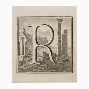 Luigi Vanvitelli, Letter R, Etching, 18th Century