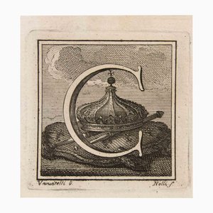 Luigi Vanvitelli, Capital Letter C, Etching, 18th Century
